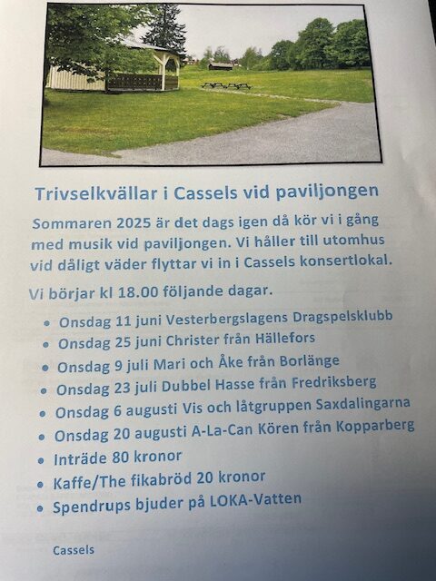 Trivselkvällar i Cassels vid paviljongen